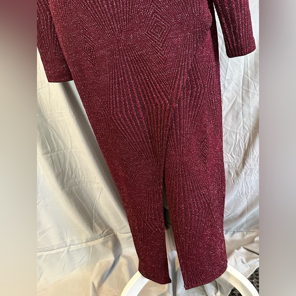 Trixxi Burgundy Sparkle Knit Long Sleeve Dress - Picture 6 of 6